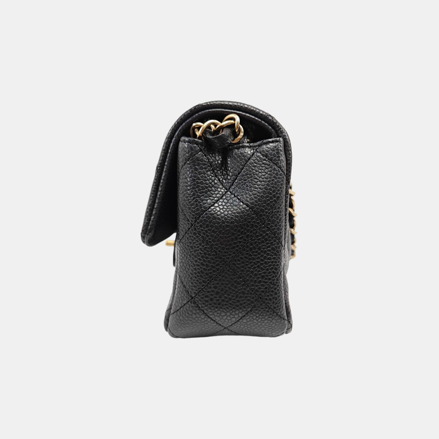 CLASSIC FLAP Mini Quilted Grained Calfskin Gray