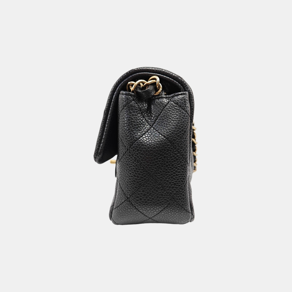 CLASSIC FLAP Mini Quilted Grained Calfskin Gray
