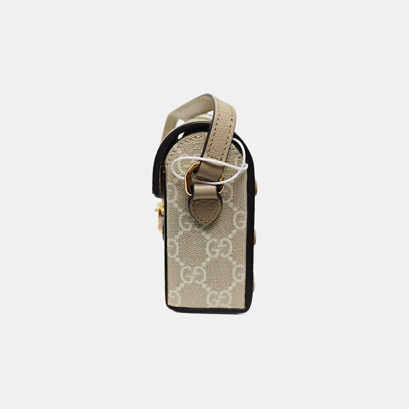 Authenticated pre-owned  Horsebit 1955 Mini Monogram Coated Canvas Beige - Crossbody Bag at Looply