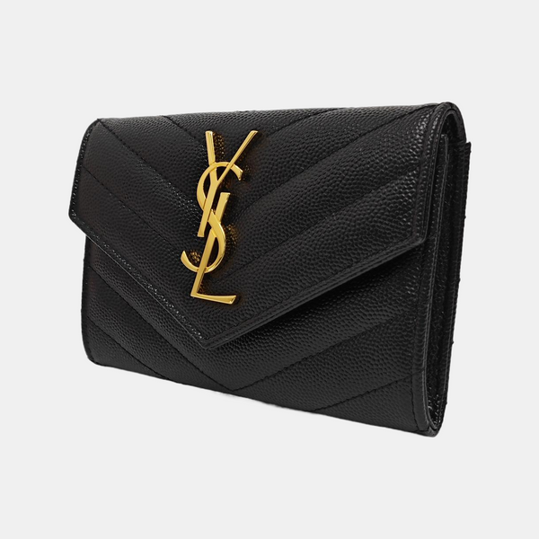 MONOGRAM Small Chevron Calfskin Black Card Holder