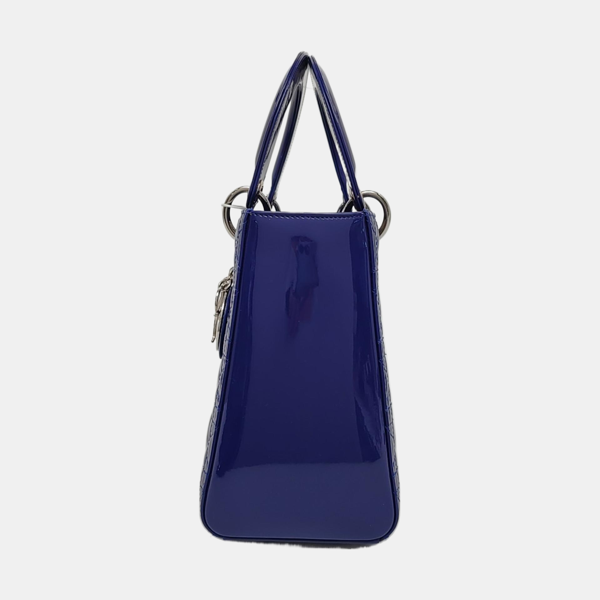 Lady Dior Medium Quilted Patent Leather Blue