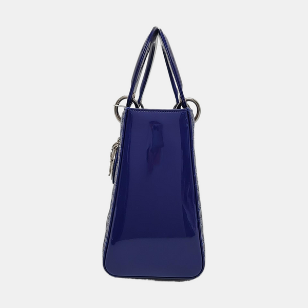 Lady Dior Medium Quilted Patent Leather Blue