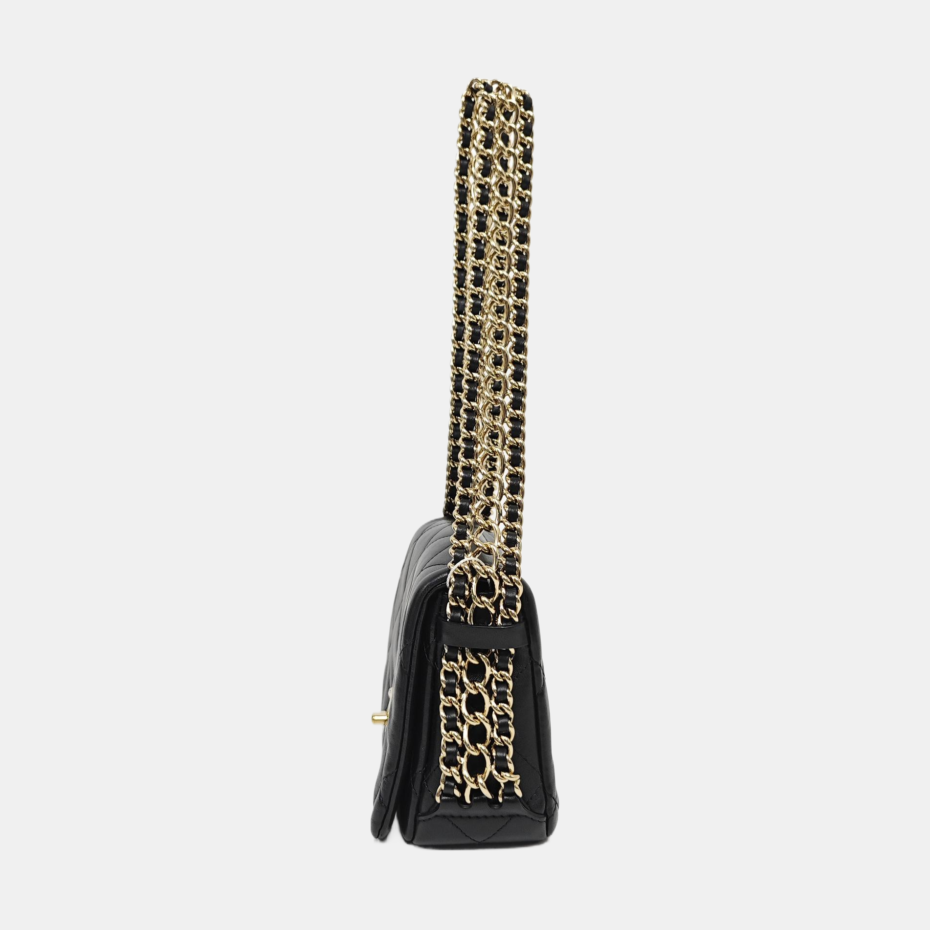 Quilted Calfskin Shoulder Bag Black
