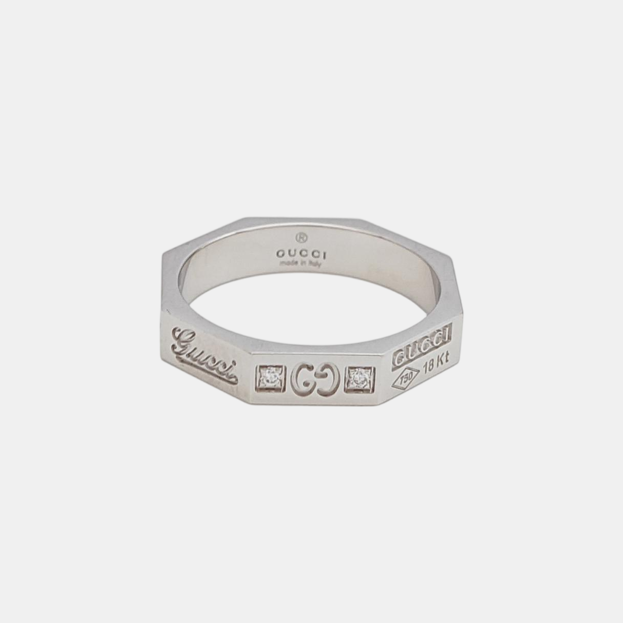 18k White Gold Silver Ring HK 10