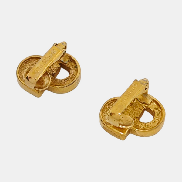Petit CD Metal Gold Clip On Earrings