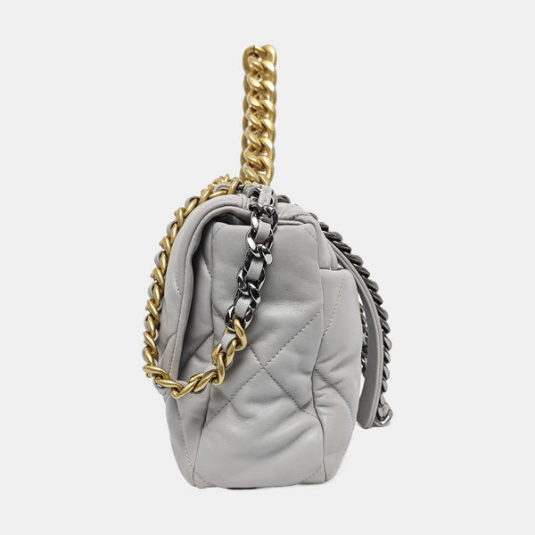 CHANEL 19 Large Quilted Lambskin Gray