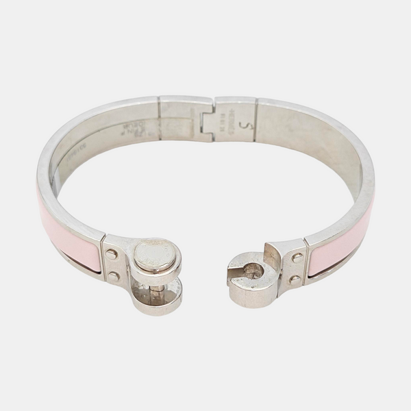 Enamel Hinged Bracelet Metal Silver Bangle