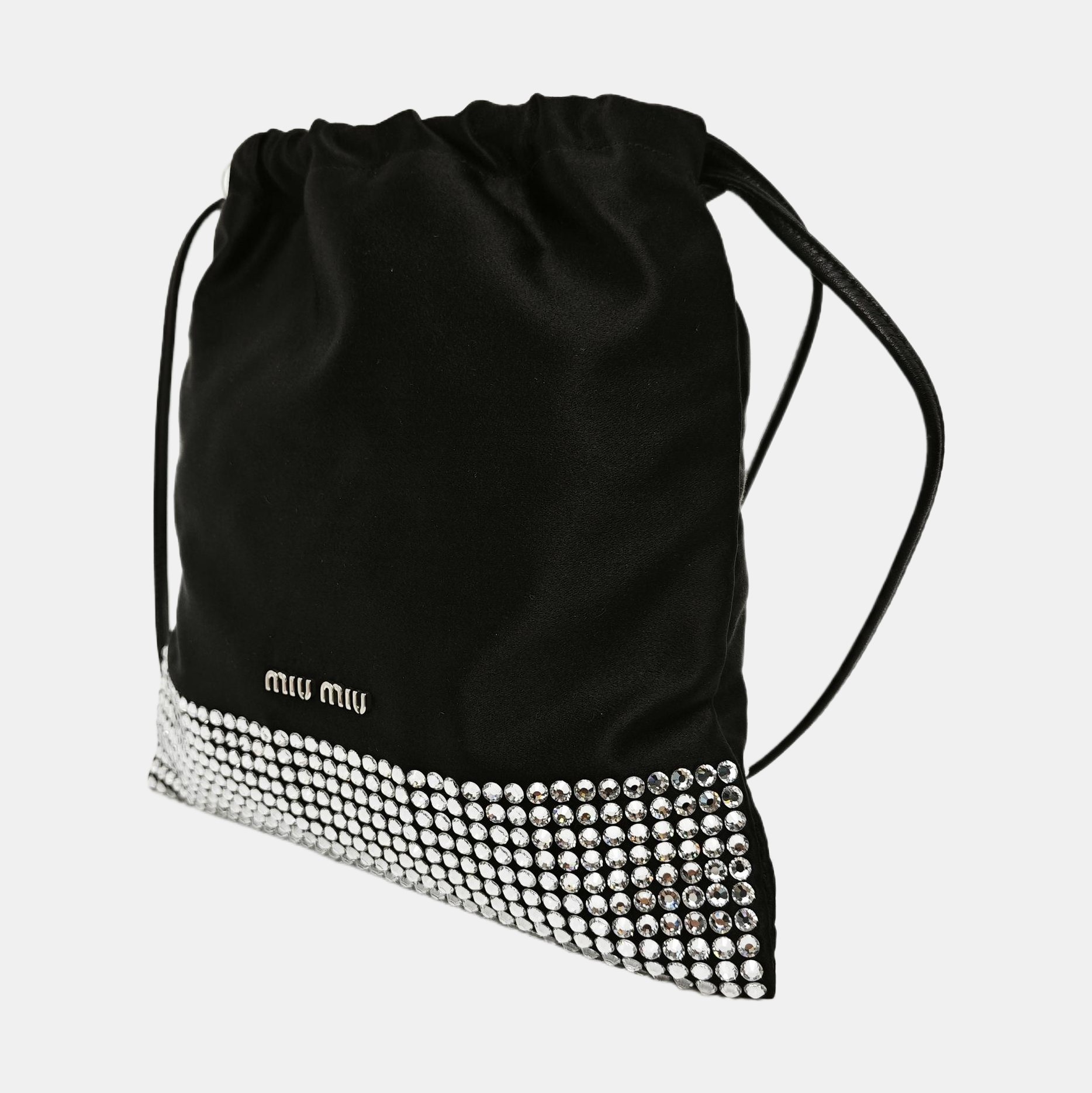 Silk Satin Shoulder Bag Black