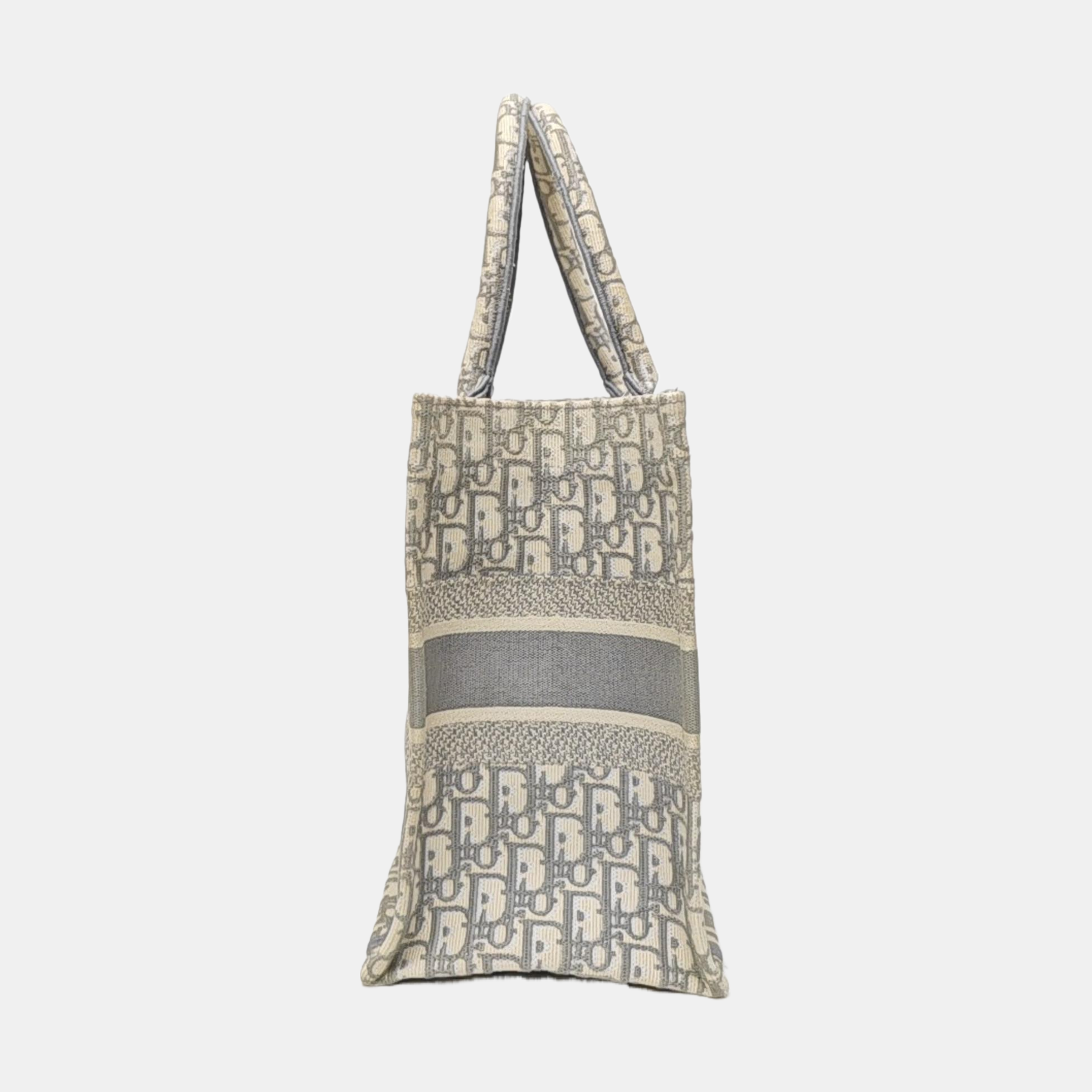 Book Tote Medium Oblique Canvas White