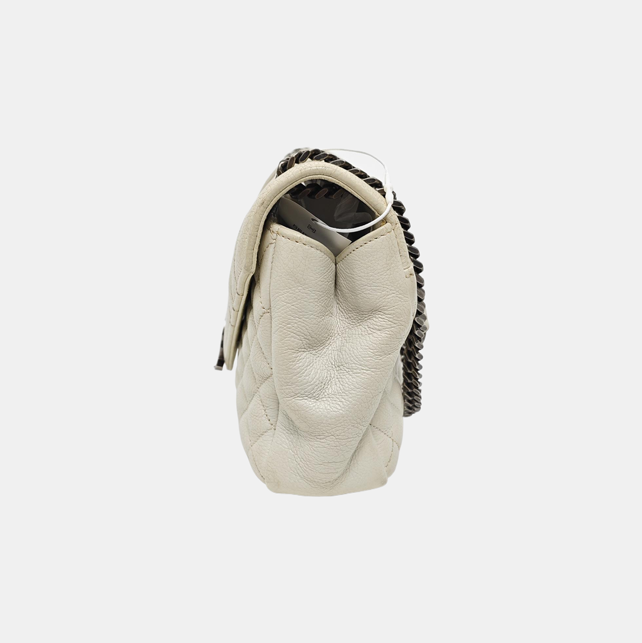 Chevron Calfskin Shoulder Bag White