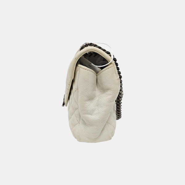 Chevron Calfskin Shoulder Bag White
