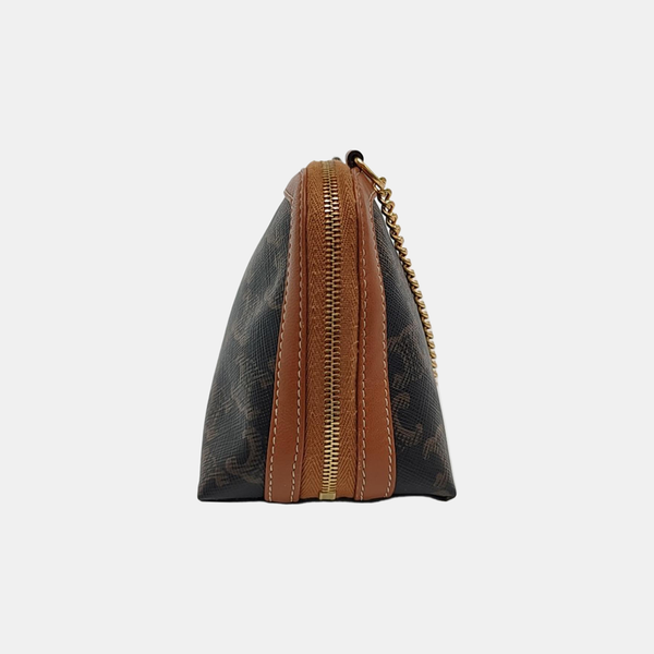 Authenticated pre-owned  TRIOMPHE CANVAS Mini Coated Canvas Brown - Shoulder Bag at Looply