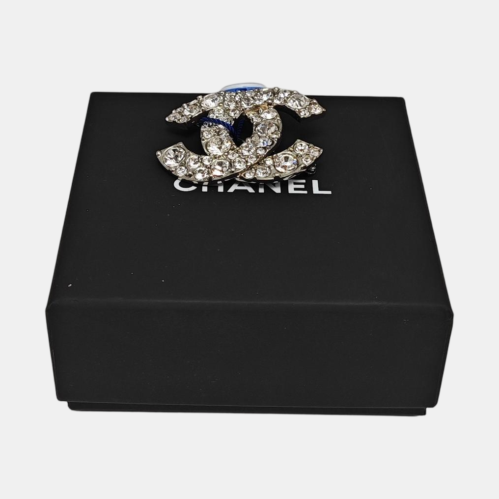 CC Logo Metal Silver Brooch