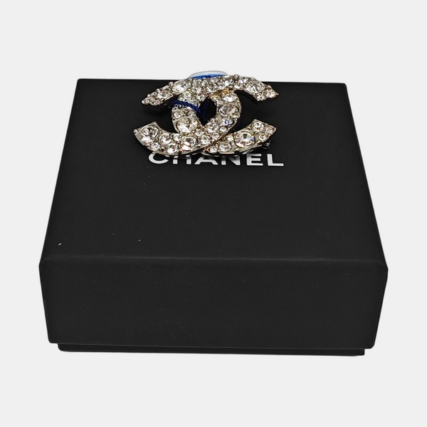 CC Logo Metal Silver Brooch