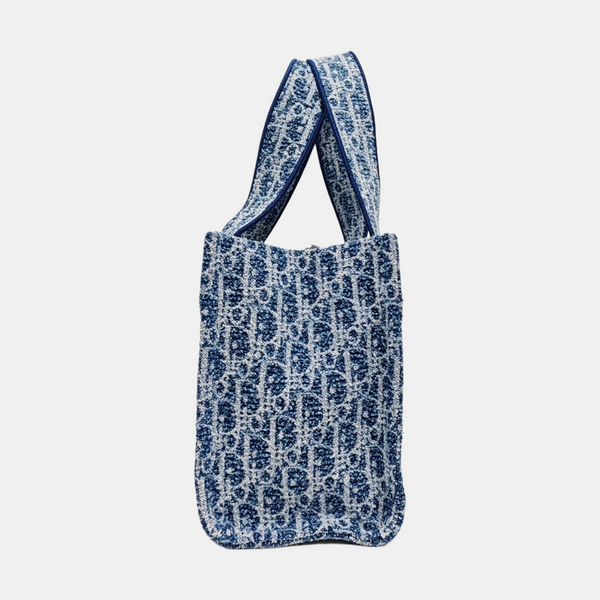 Oblique Canvas Tote Bag Blue