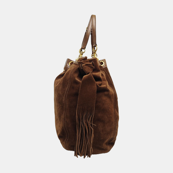 Suede Bucket Bag Brown