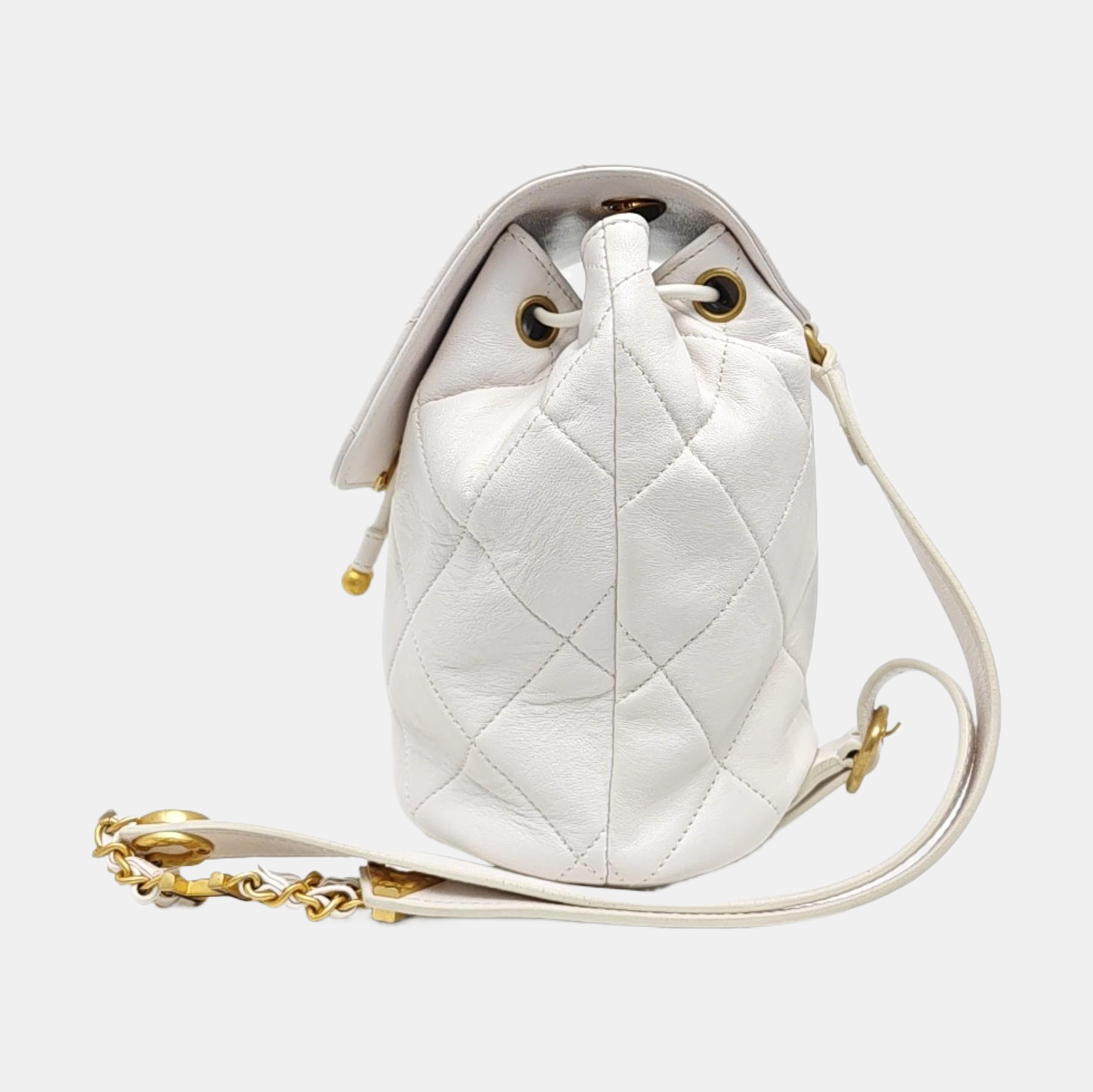 Quilted Lambskin Backpack White