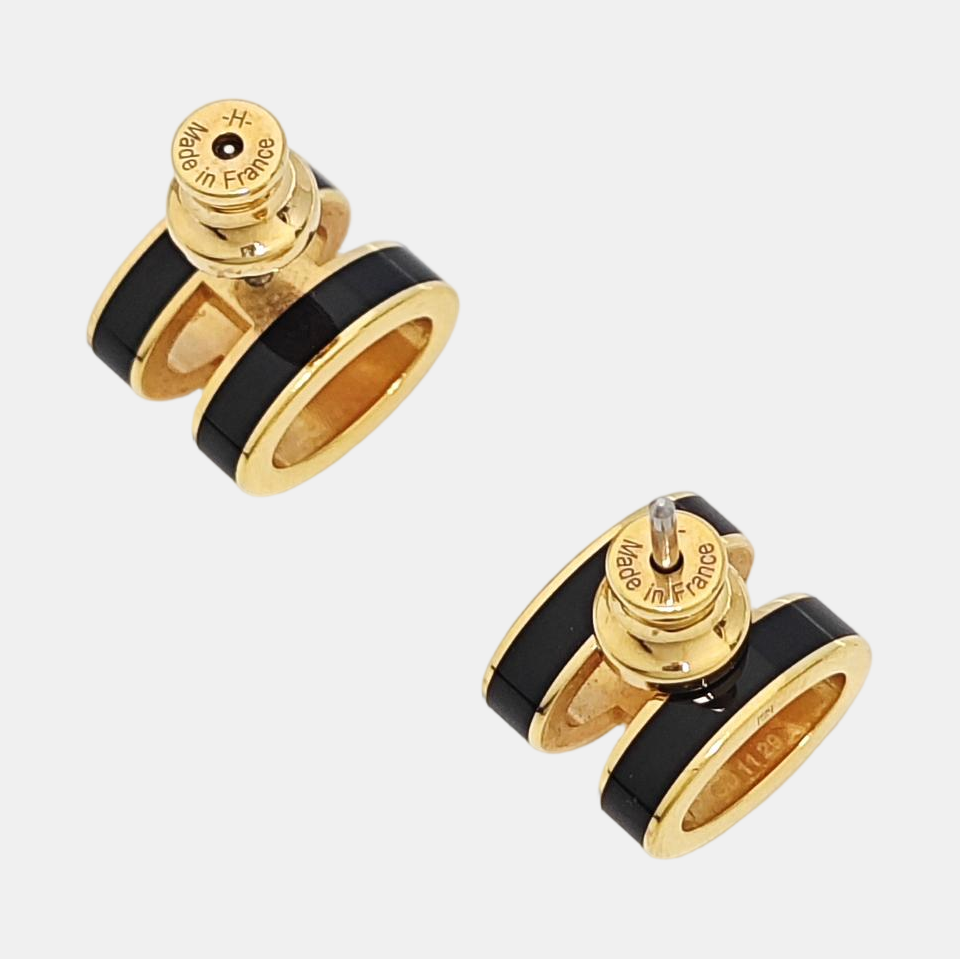 Pop H Metal Gold Stud Earrings