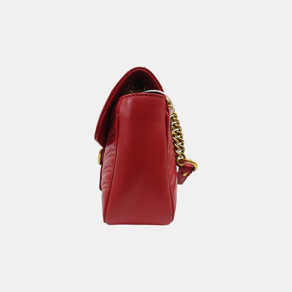 GG Marmont Medium Quilted Calfskin Red
