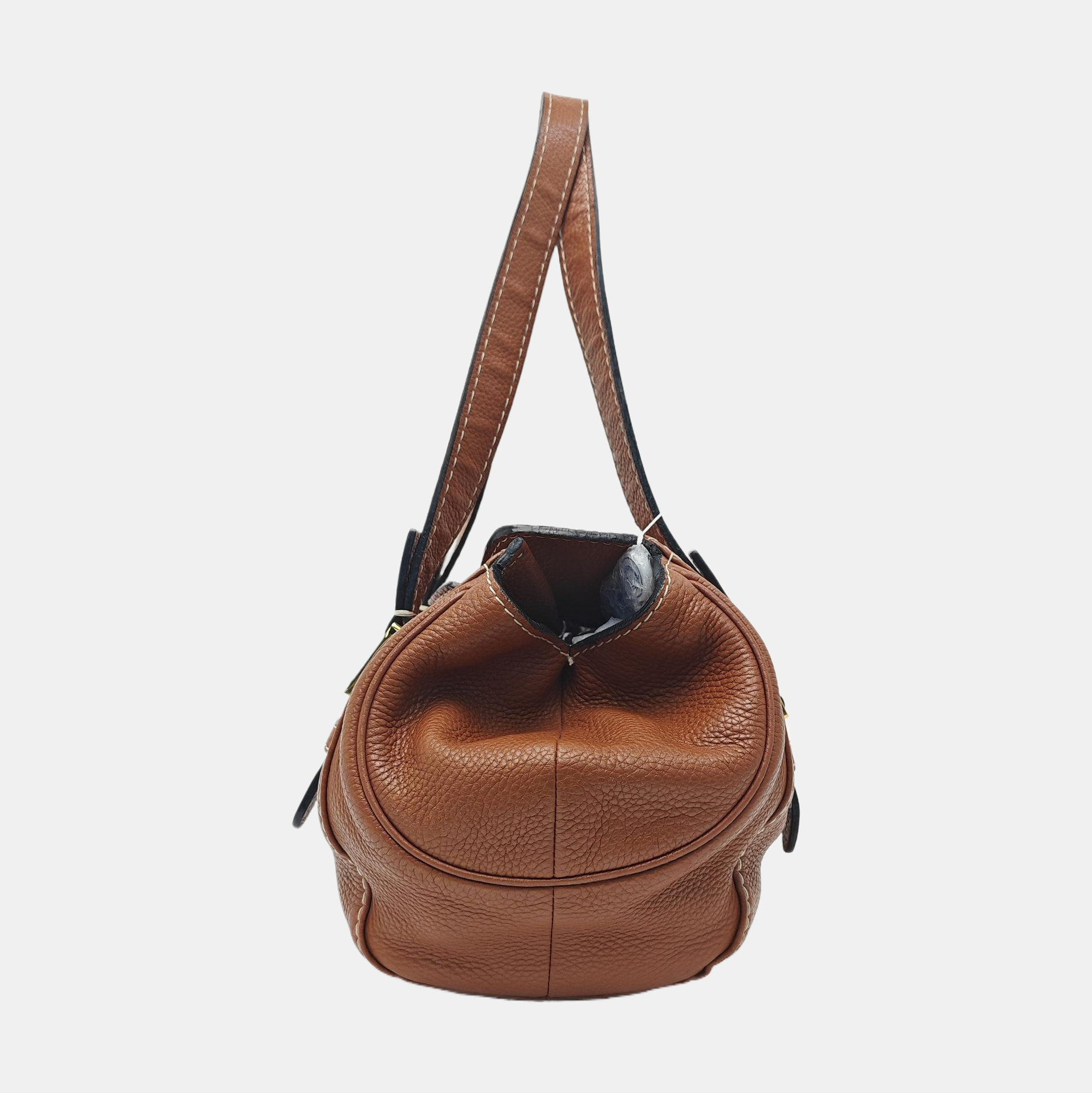 Calfskin Top Handle Bag Brown