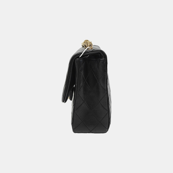 Quilted Lambskin Top Handle Bag Black