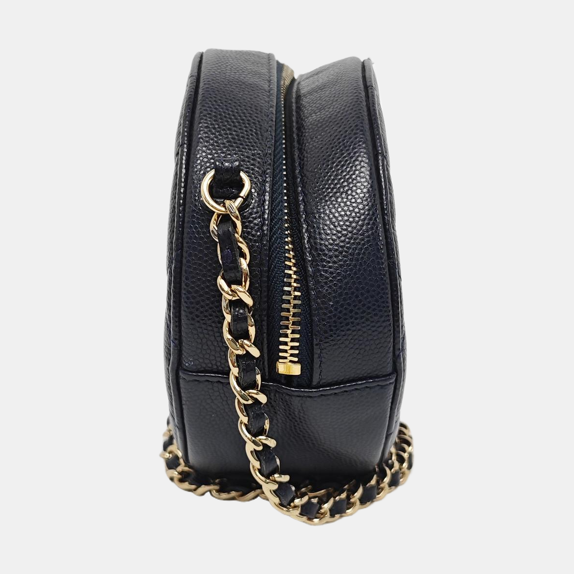ROUND Quilted Grained Calfskin Blue