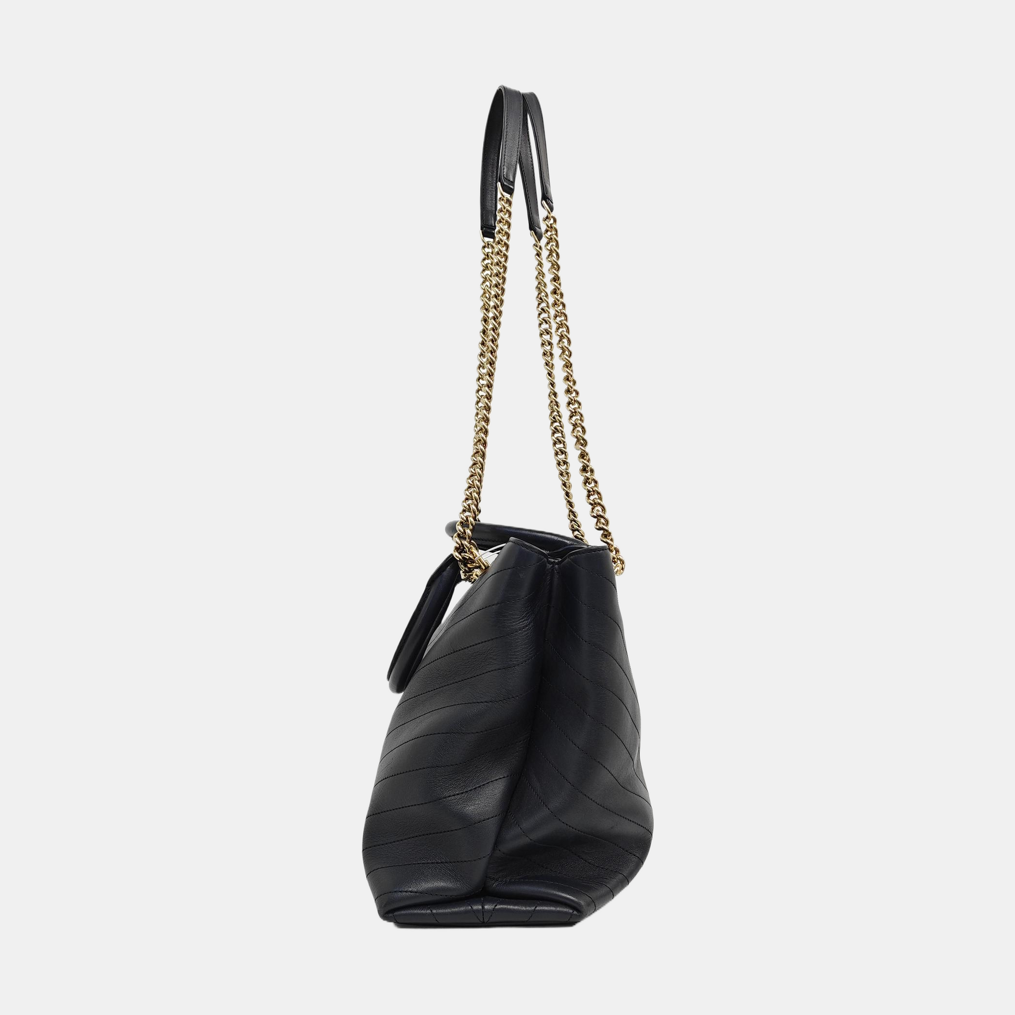 Chevron Calfskin Tote Bag Blue