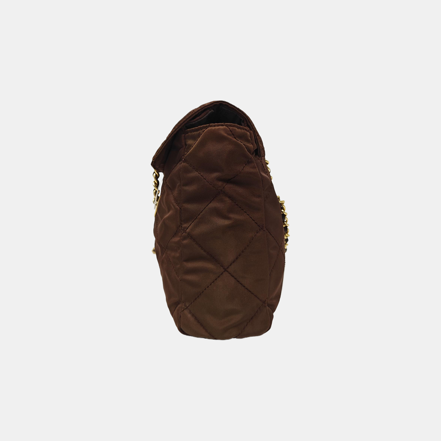 Quilted Nylon Shoulder Bag Brown