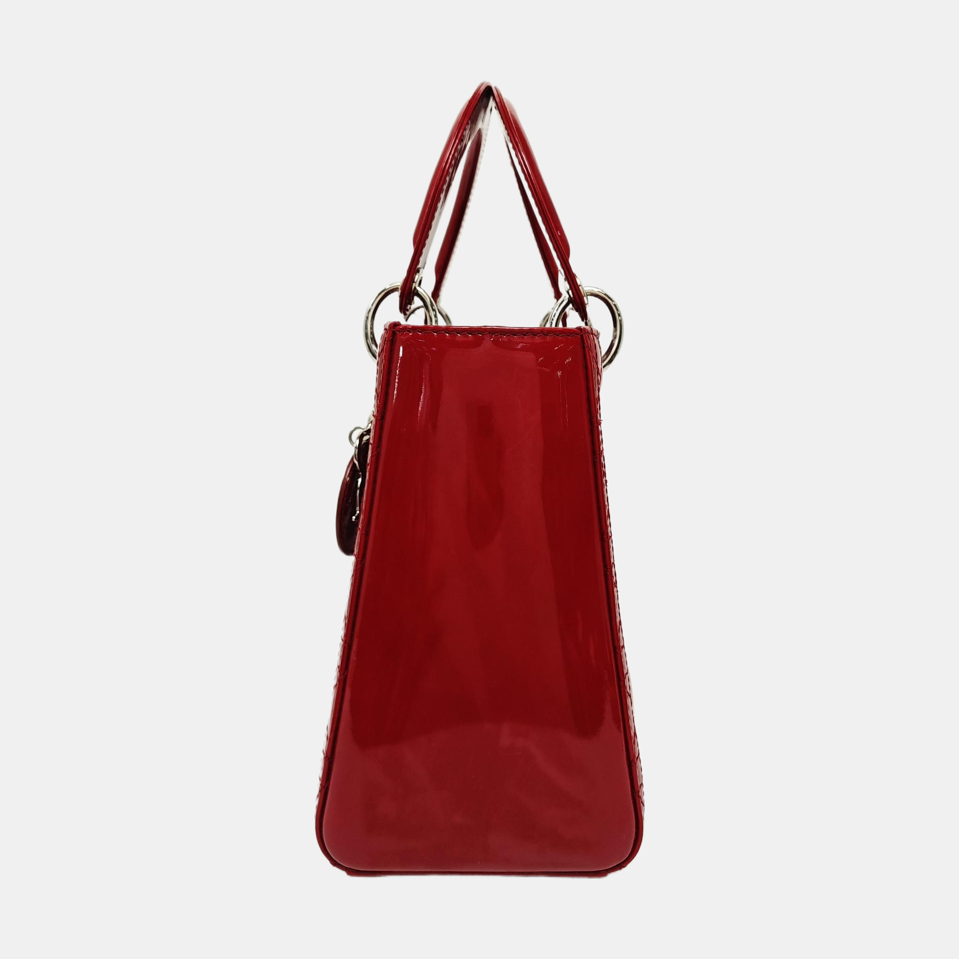 Lady Dior Medium Quilted Patent Leather Red