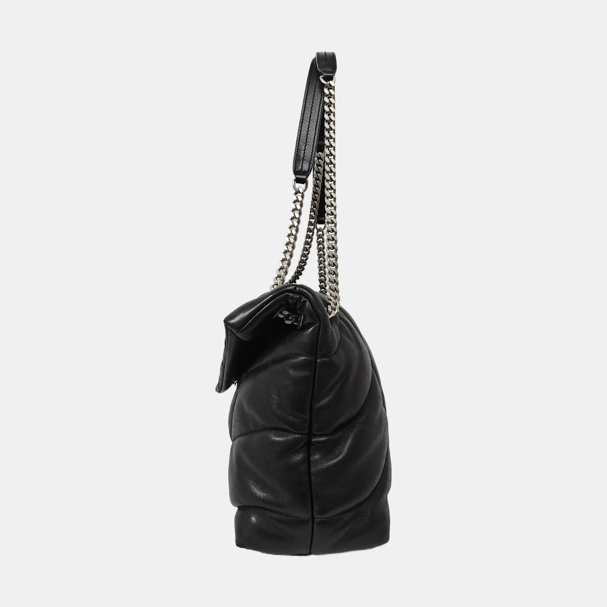 PUFFER Medium Chevron Lambskin Black