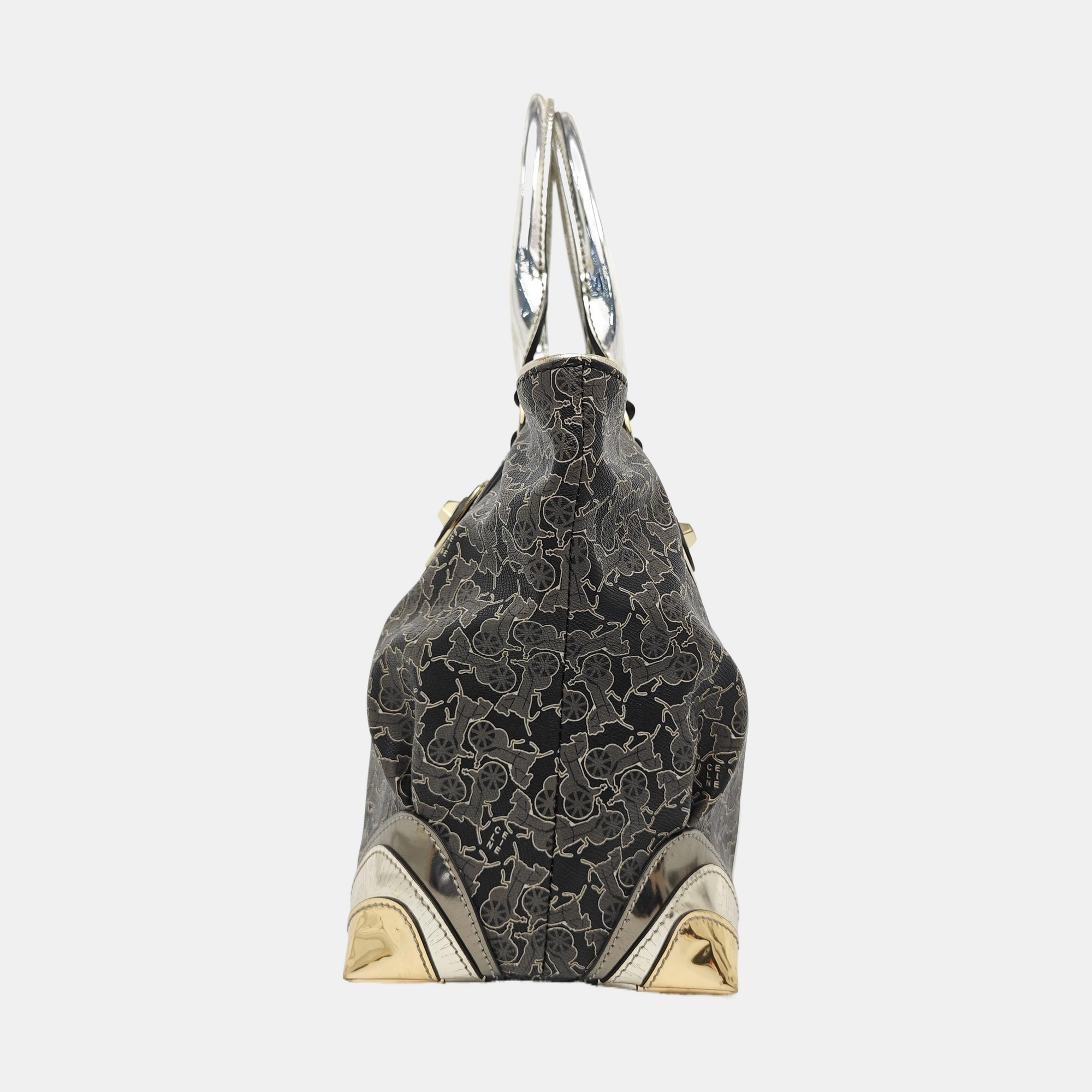 Coated Canvas Top Handle Bag Gray