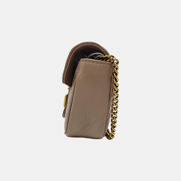 GG Marmont Mini Quilted Calfskin Beige