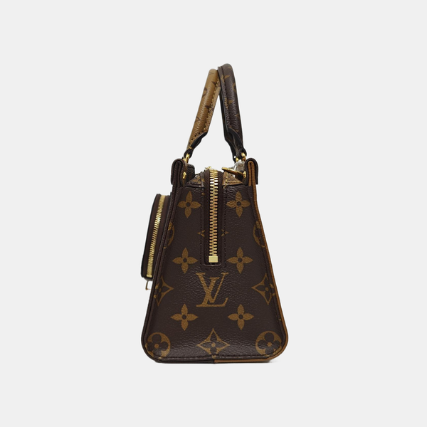 ONTHEGO EAST WEST PM Monogram Coated Canvas Brown