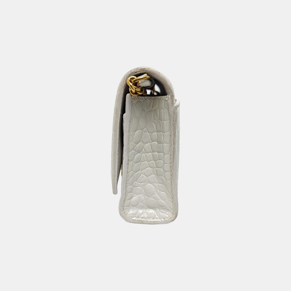 Hourglass Wallet On Chain Mini Calfskin White