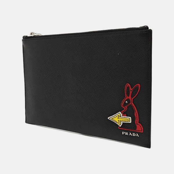 Saffiano Calfskin Clutch Black