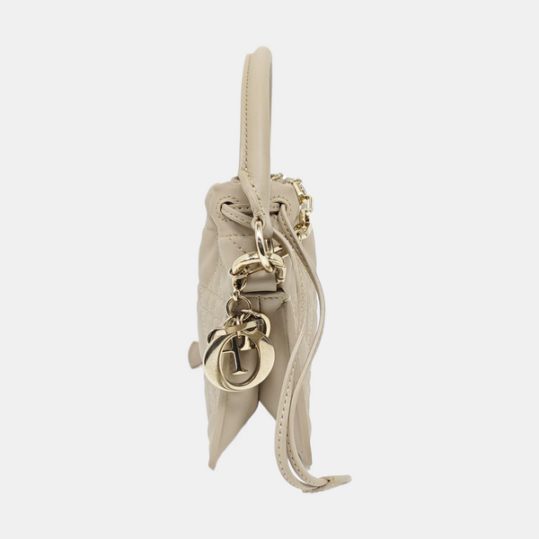 Authenticated pre-owned  Lady Dior Milly Mini Cannage Lambskin Beige - Shoulder Bag at Looply