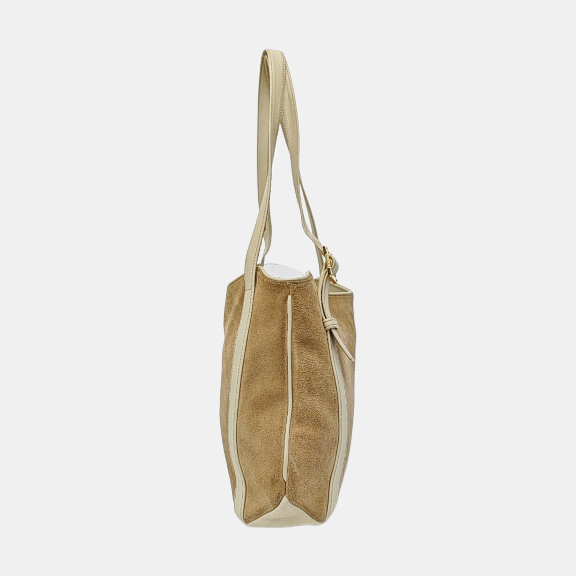 Suede Top Handle Bag Beige