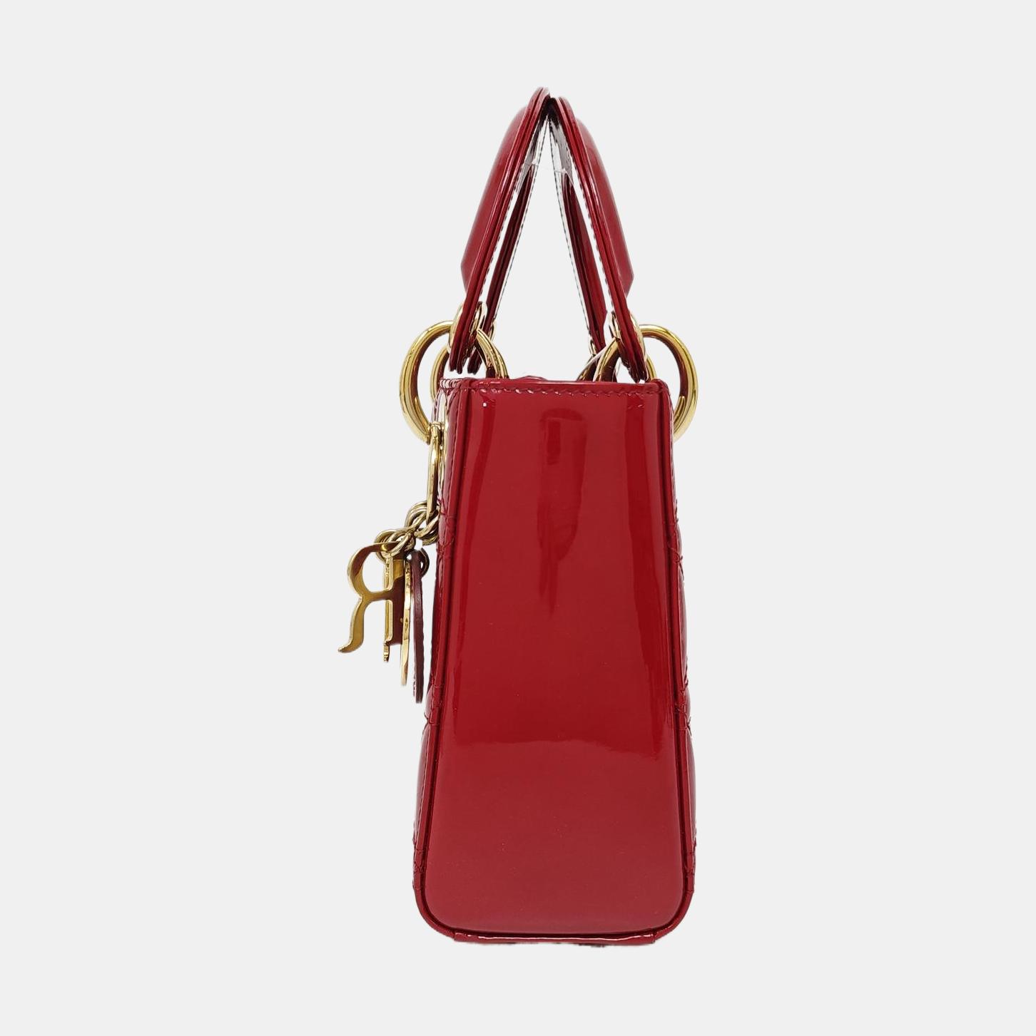 Lady Dior Mini Cannage Patent Leather Red