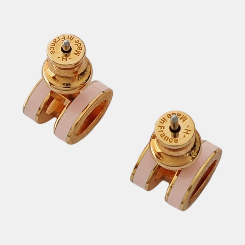 Pop H Metal Red Stud Earrings