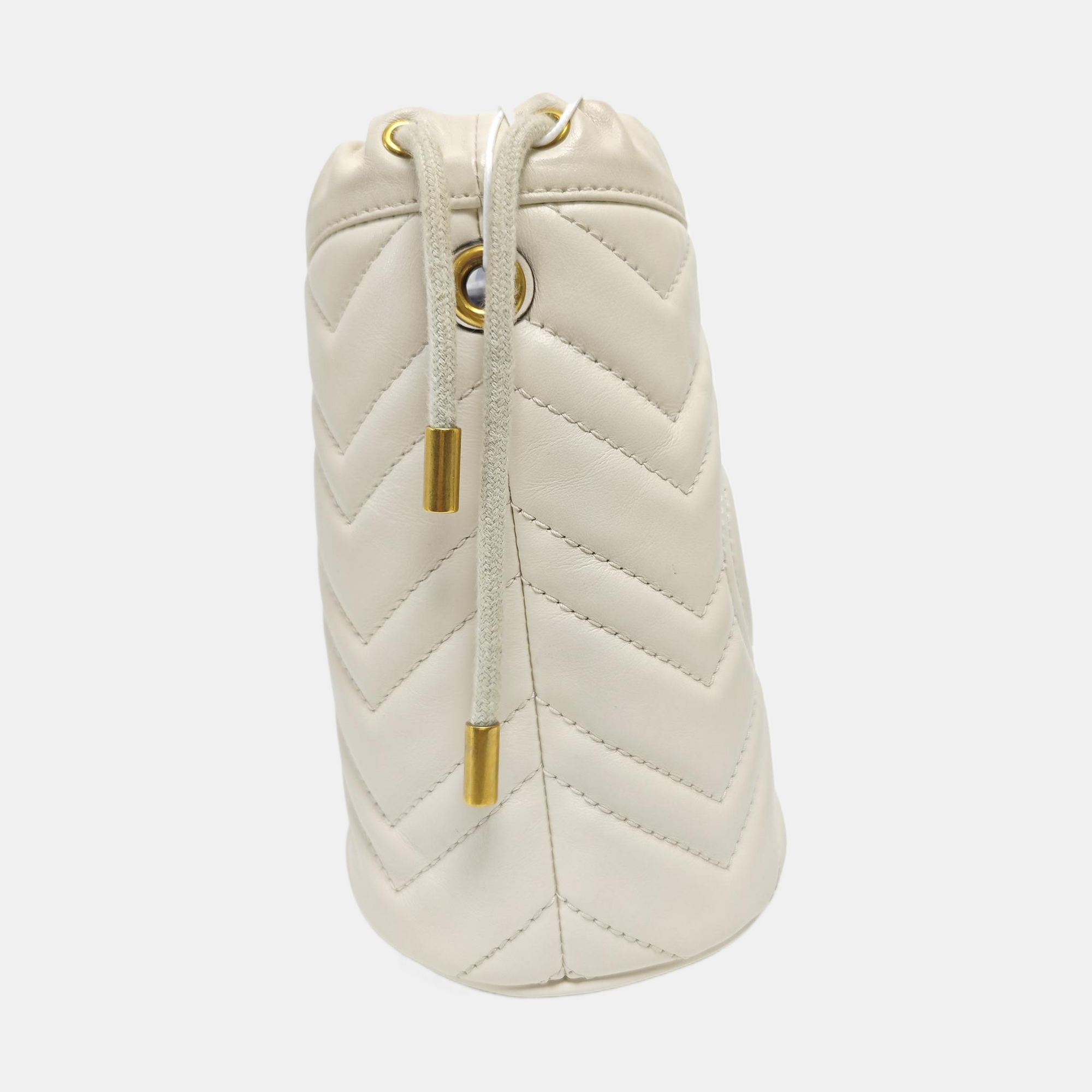 GG Marmont Mini Quilted Calfskin White