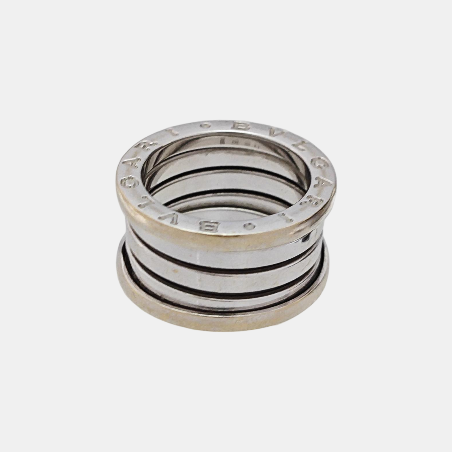 B.ZERO1 18k White Gold Silver Ring EU 50