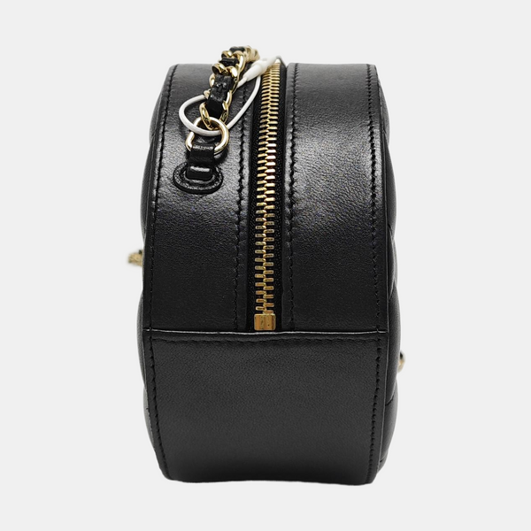 ROUND Quilted Lambskin Black