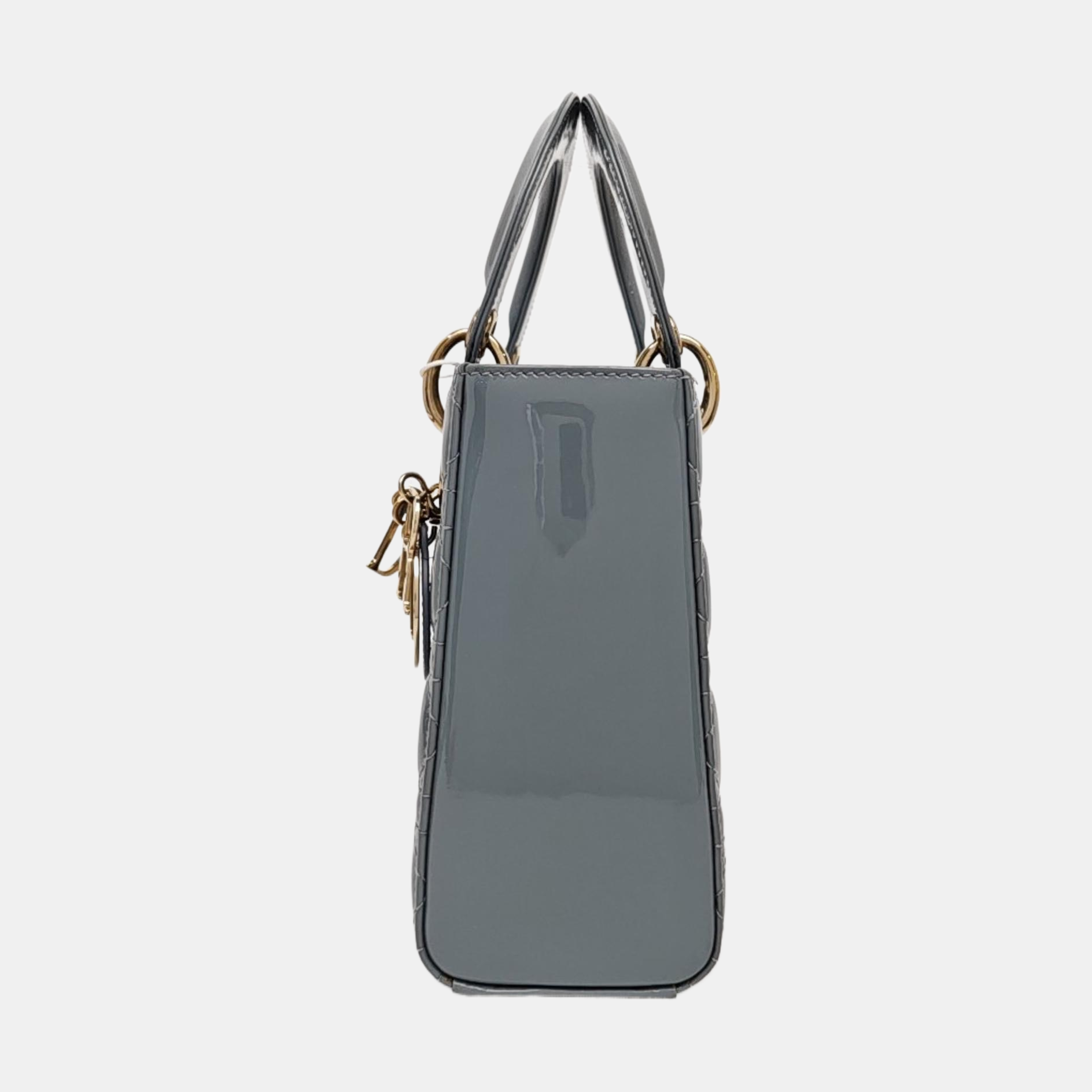 Lady Dior Small Cannage Patent Leather Gray