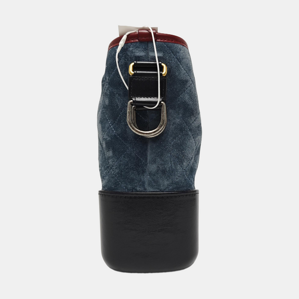 GABRIELLE Medium Quilted Suede Blue