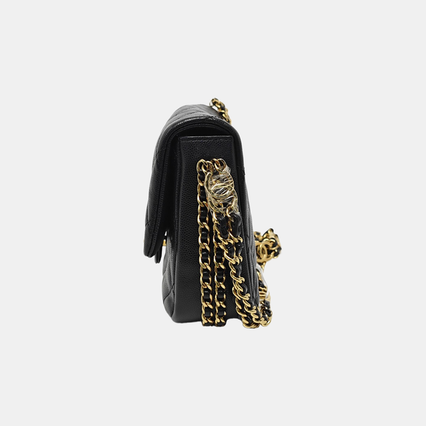 CLASSIC FLAP Mini Quilted Grained Calfskin Black
