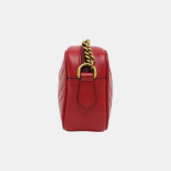 GG Marmont Super Mini Quilted Calfskin Red