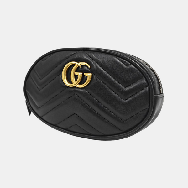 Authenticated pre-owned  GG Marmont Quilted Calfskin Black - Belt Bag at Looply