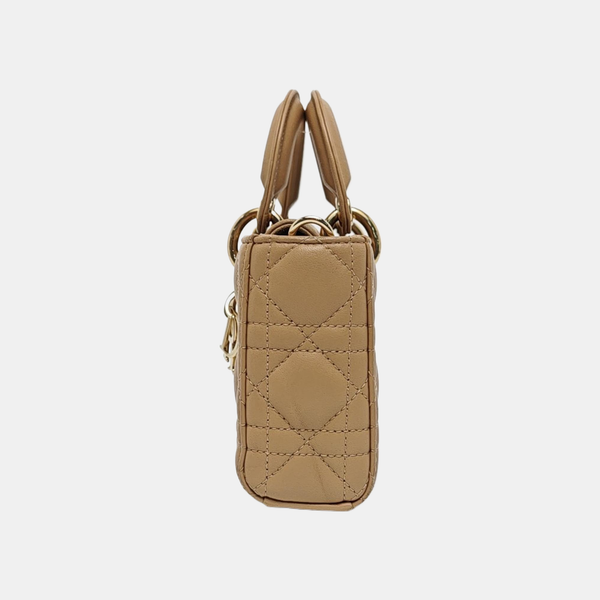 Lady D-Joy Small Cannage Lambskin Beige