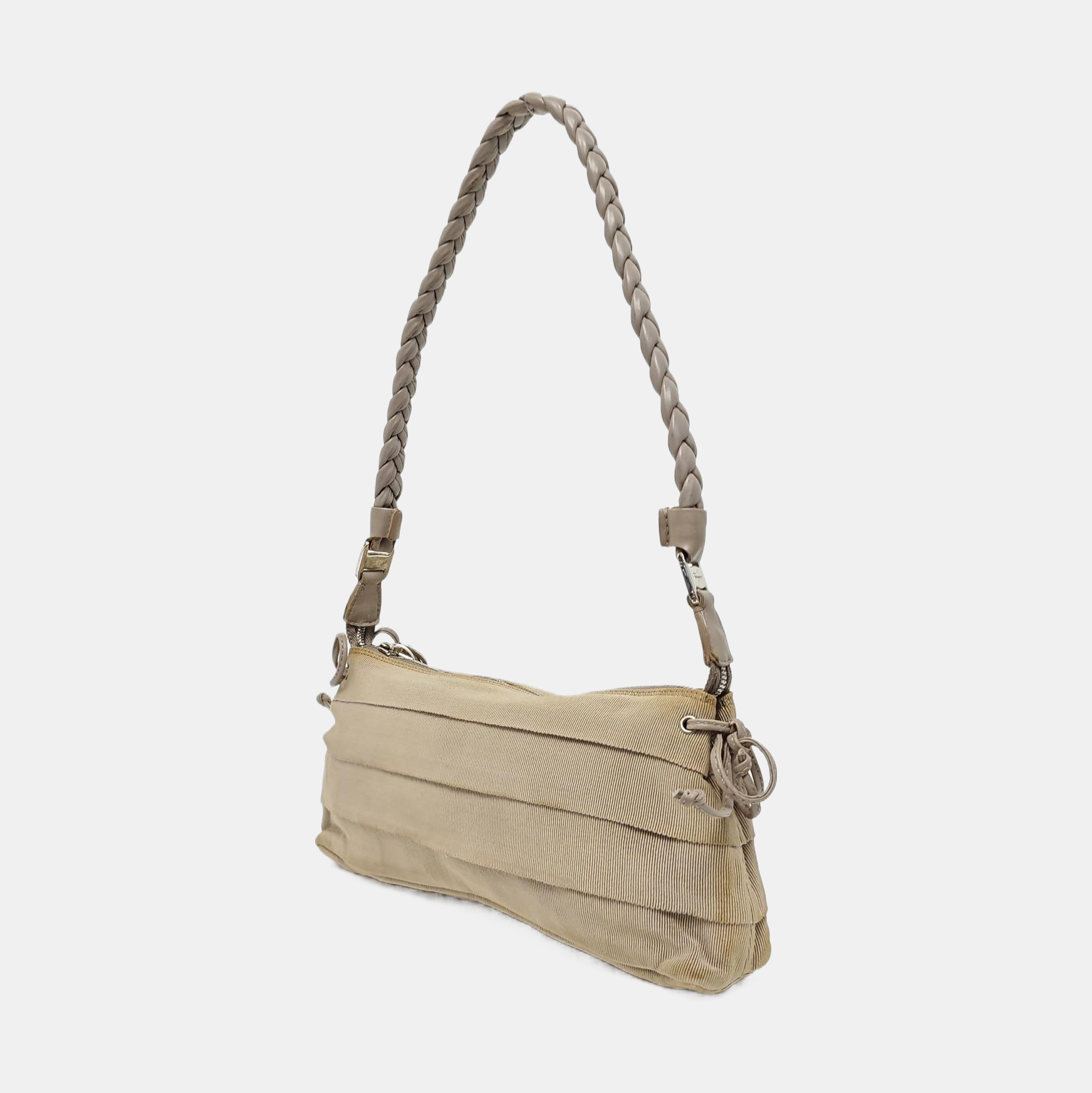Nylon Top Handle Bag Beige