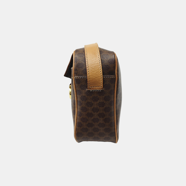Coated Canvas Shoulder Bag Brown